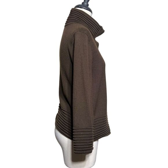 Cache Brown Trumpet Sleeve Heavy Wool Cardigan Sweater Size Medium - Picture 4 of 6